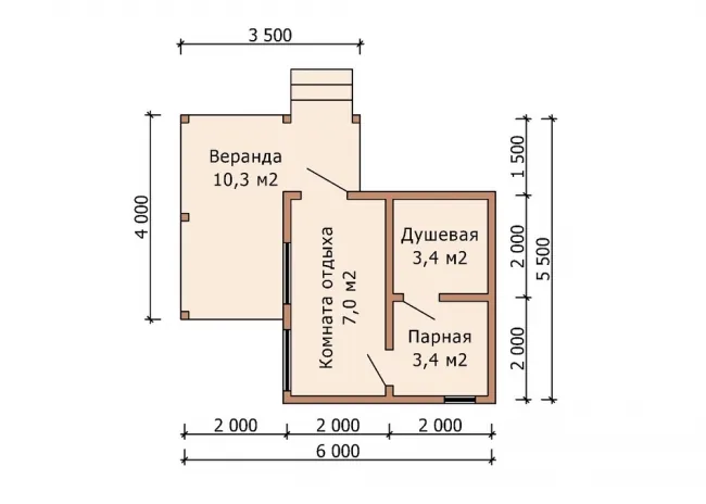 БАНЯ 5,0Х6,0 С верандой, фото 2