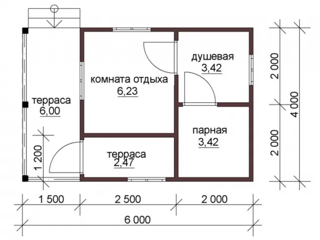 БАНЯ 6,0Х4,0 С ВЕРАНДОЙ, фото 2