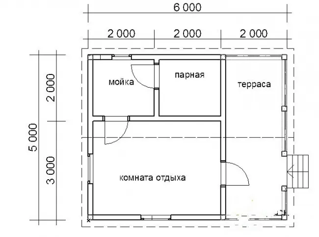 БАНЯ 6,0Х5,0 С террасой, фото 2